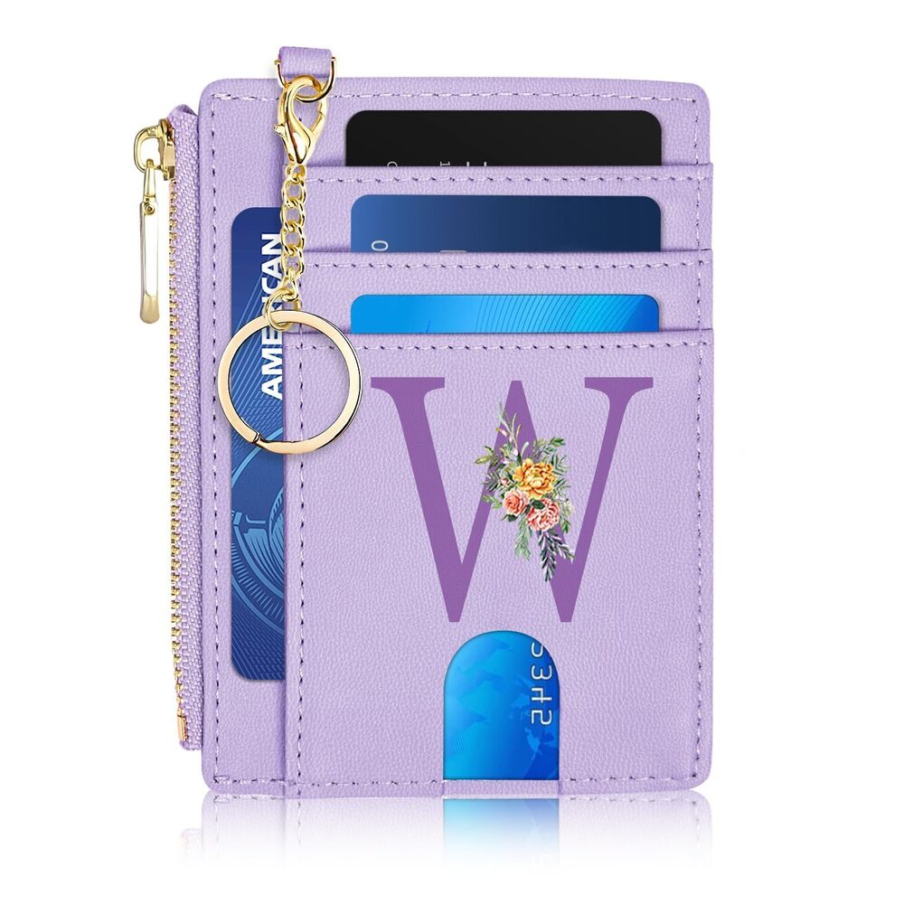 4149 Credit Card Holder Small Wallet RFID PU Leather Slim Keychain Wallet